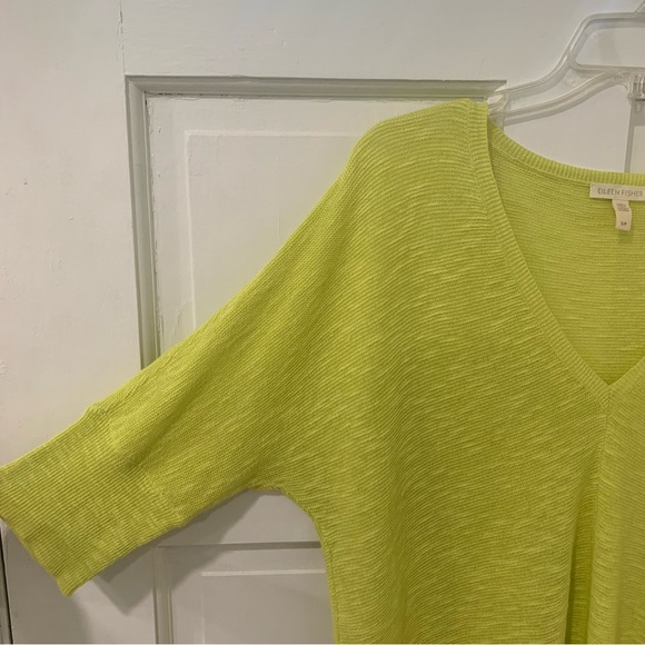Eileen Fisher Organic Cotton Linen Blend Oversized Honeydew V Neck Tunic Small - Picture 3 of 10